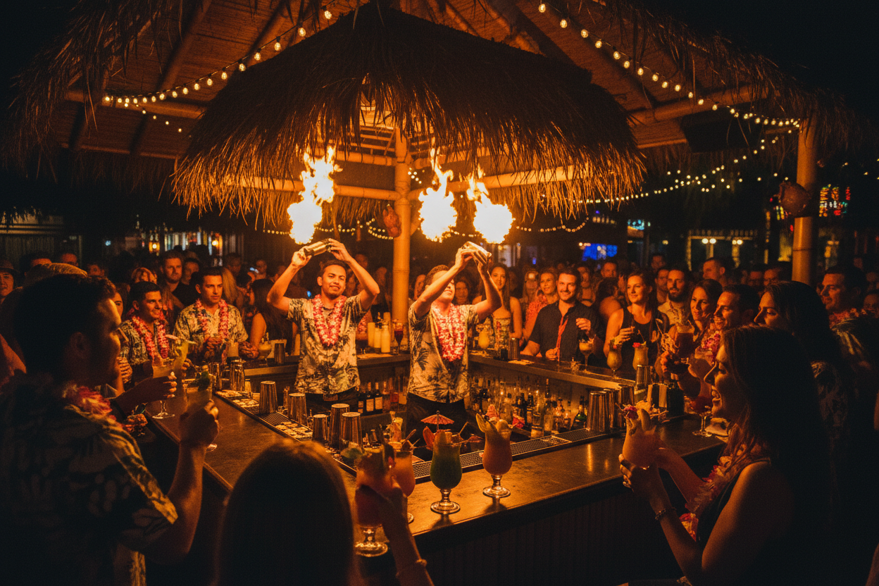 Tiki night with fire